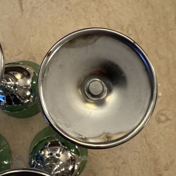 Farber Bros Krome Craft 1950s Art Deco Set6 Liquor Sherry Glasses Emerald Chrome - Picture 5 of 5